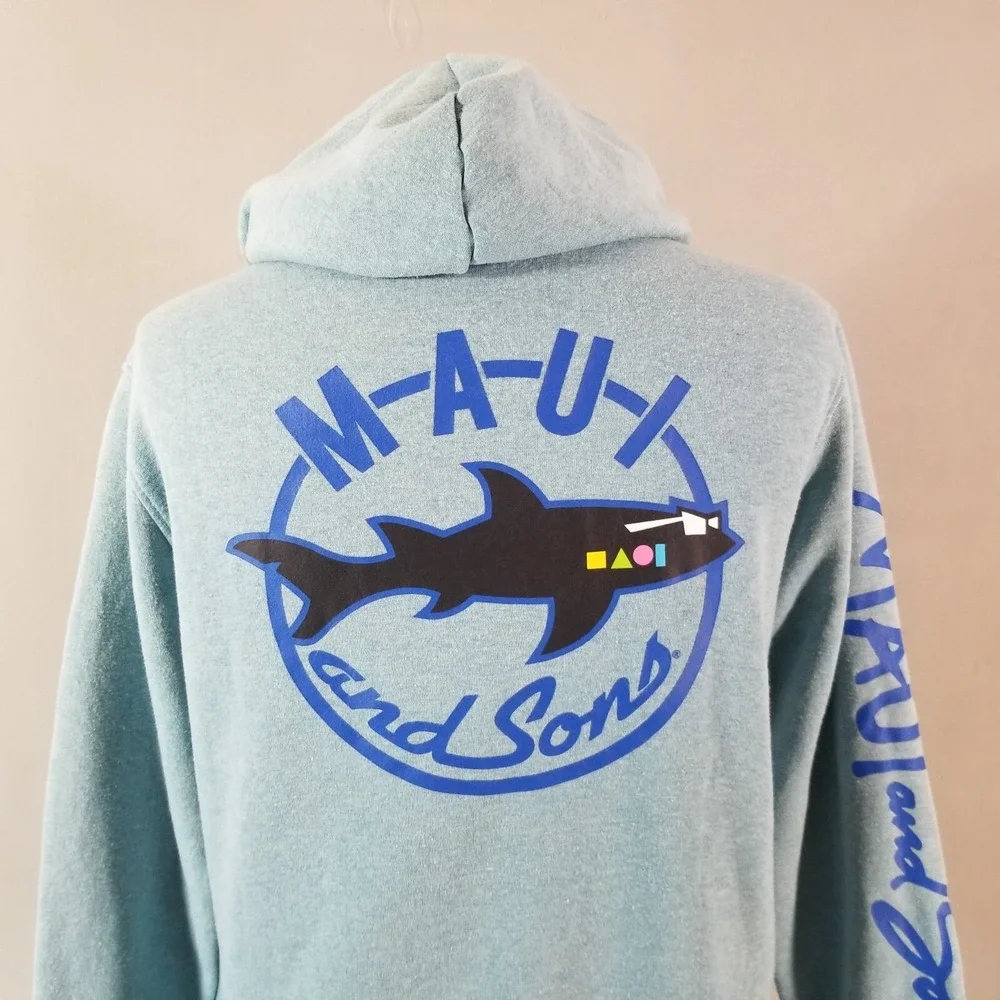 Maui and Sons hoodie sweatshirt sweater men's medium blue pullover